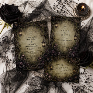 Mystical Forest Fairy Goth Wedding Thank You Card