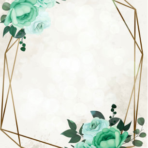 Green Rustic Florals Gold Geometric Couples Shower Invitation