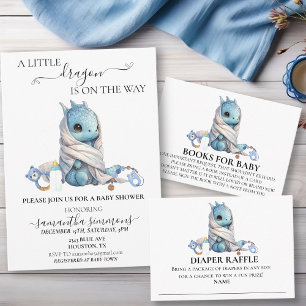 Diaper Raffle Dragon  Baby shower Invitation