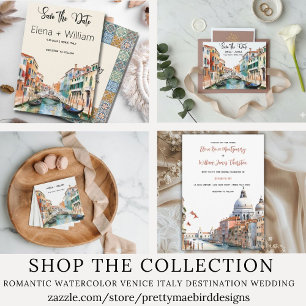 Invitation Magnétique Venise Italie Sauvez la date avec des carreaux ita