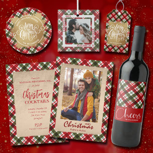 Merry Christmas on Plaid Holiday Card