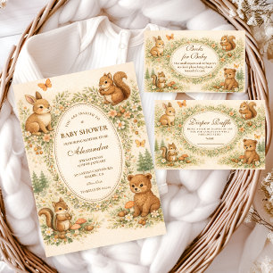 Invitation Animaux de la Forêt de Bois Baby Shower