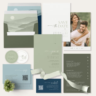 Simply Chic Wedding Website Prussian Blue ID1046 Enclosure Card