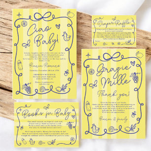 Yellow Stripes Italian-Themed Ciao Baby Shower Thank You Card