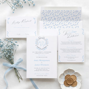 Vintage Chic Bow Floral Crest Monogram Wedding Foil Napkins