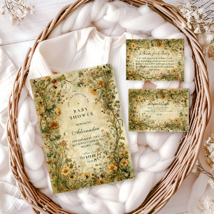 Vintage Botanical Wildflower Baby Shower Napkin