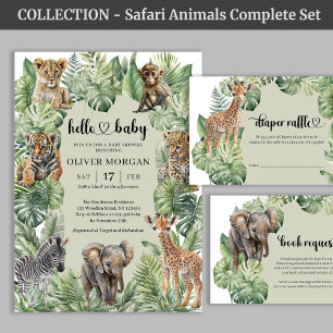 Tropical Jungle Safari Animals Boy Baby Shower Invitation