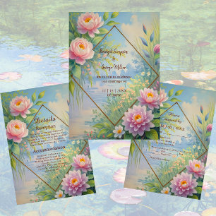 Dreamy Lakeside Garden Wedding Wine Label