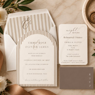 Minimalist Ivory Copper Script  Wedding  Menu