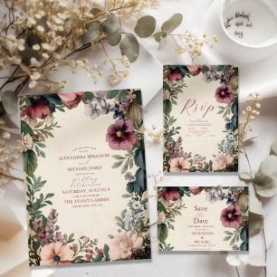 Chic Victorian Royal Floral Wedding  Save The Date