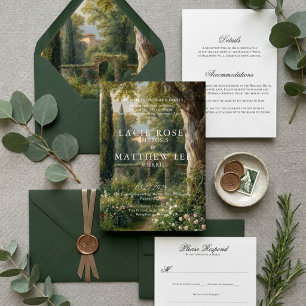 Moody Vintage Landscape Black Wedding Envelope