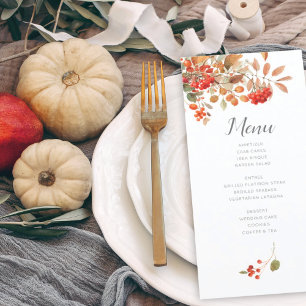 Rustic Fall Foliage Watercolor Wedding Invitation