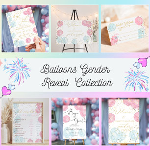 Team Pink Balloons Gender Reveal  Classic Round Sticker