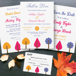 Elegant Whimsical Colourful Trees Chic Fall Weddin Enclosure Card