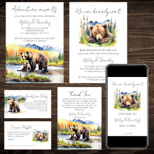 Bearly wait bear cub adventure awaits baby shower invitation