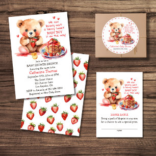 Carte D'accompagnement Brosse à fraise Teddy Bear Brunch Brochure
