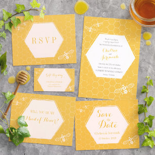 Oh Honey Bee Yellow Custom Wedding Invitation