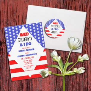 Wed, White & I Do Patriotic Wedding Event Classic Round Sticker