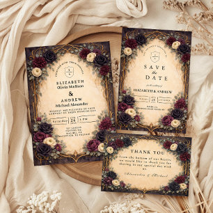 Baroque Gothic Floral Wedding Invitation