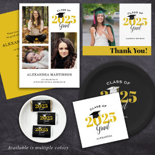Class of 2025 Modern Gold and Black Return Address
