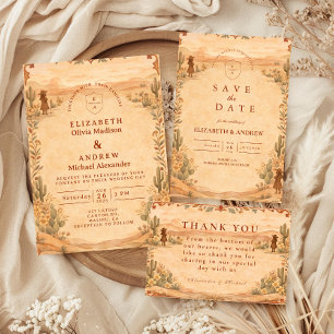 Terracotta Desert Western Wedding Save The Date