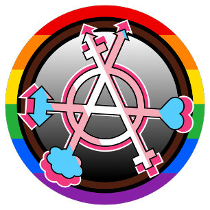 Gender Anarchy Symbol, Emblem on Dark Chequerboard