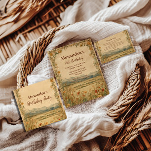 Rustic Wildflower Mountain Birthday Thank You Card