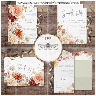 Spicy Fall Rust & Blush Floral Wedding Save The Date