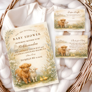 Vintage Farm Animals Meadow Baby Shower Invitation