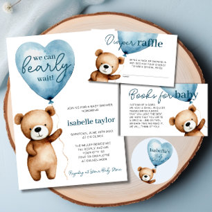 We Can Bearly Wait Boy Baby Shower Books for Baby Enclosure Card