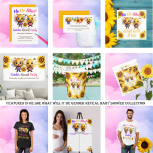 Gender Reveal He She Big Brother to Bee Boys White T-Shirt