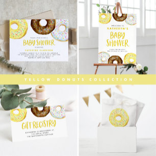 Yellow and Chocolate Sprinkle Doughnuts Baby Brunc Invitation