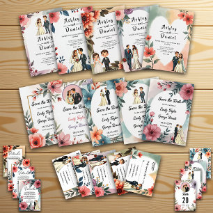 Invitation Elégante aquarelle Floral Bride Groom Chic Mariage