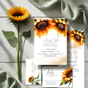 Yellow Sunflower Wedding RSVP Card