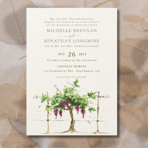 Paso Robles Vineyard Winery Grapevine Wedding All In One Invitation