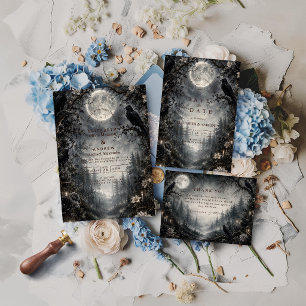 Moody Gothic Woodland Wedding Thank You Card