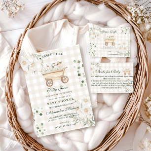 Sage Daisy Silly Goose Baby Shower Invitation