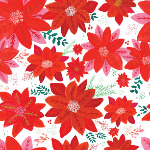 Large Poinsettia Pattern Christmas Wrapping Paper
