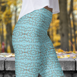 Chic Grey Helix Pattern Leggings