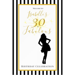 Bannière d'anniversaire 30 ans & Fabuleuse Noir & 