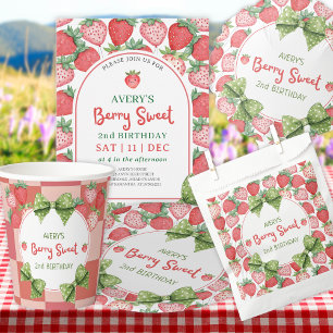 Berry Sweet 2nd Birthday Strawberry Invitation