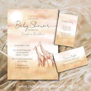 Safari Giraffe Baby Shower Invite Gender Neutral