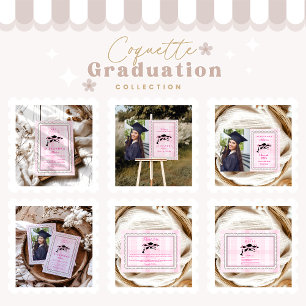 Coquette Pink  Bow Graduation Invitation