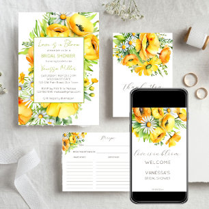 Love in bloom spring summer flower bridal shower invitation