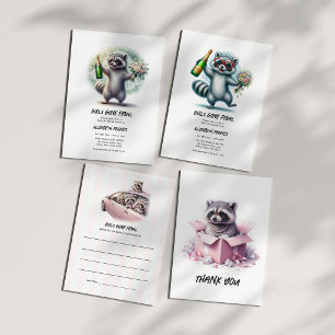 Girls Gone Feral Raccoon Bachelorette Photo Thank You Card