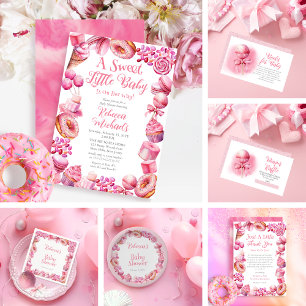 A Sweet Little Baby Candy Frame Girl Baby Shower Invitation