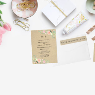 Rustic Floral Boho Wedding Invitation