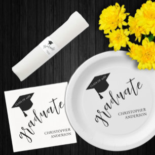 Serviette En Papier Casquette de remise des diplômes minimaliste noir 