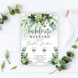 Greenery foliage succulent flowers rise and shine invitation