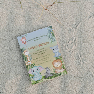 Cute Safari Jungle Little Animals Baby Shower Enclosure Card